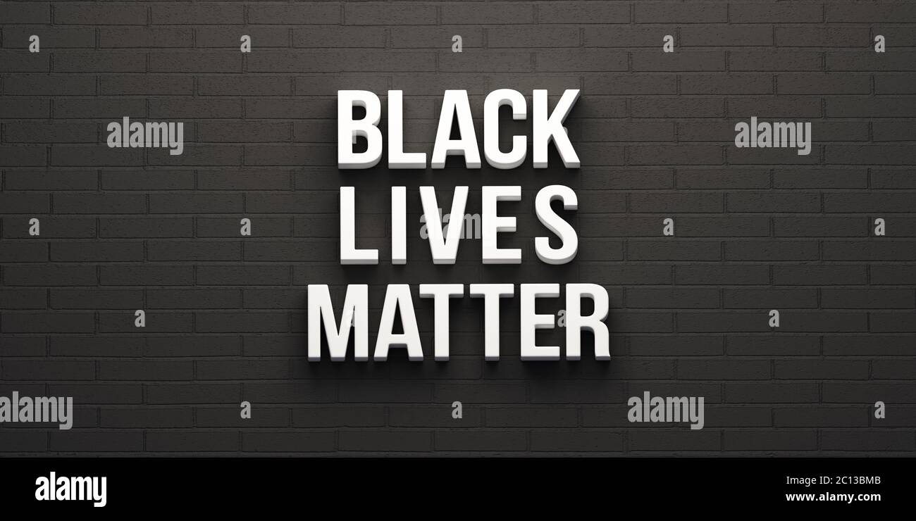 Vidas negras importan señal en la pared de ladrillo. Ilustración de representación 3D Foto de stock