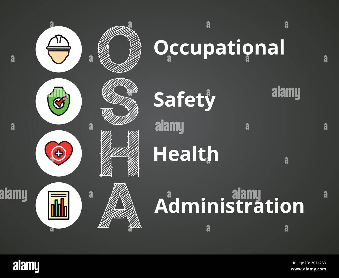 osha, Ocupacional, Seguridad Salud, Administración, diseño de vectores