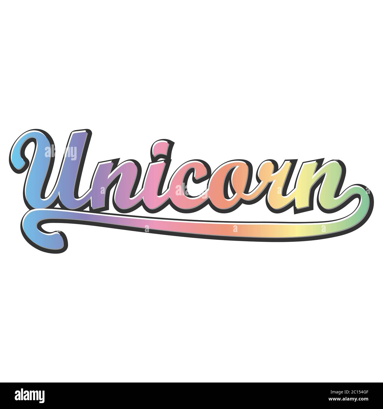 Título de unicornio en colores arcoiris pastel con fondo blanco. Perfecto  para impresión o web. Puede ser un diseño o decoración de camiseta Imagen  Vector de stock - Alamy