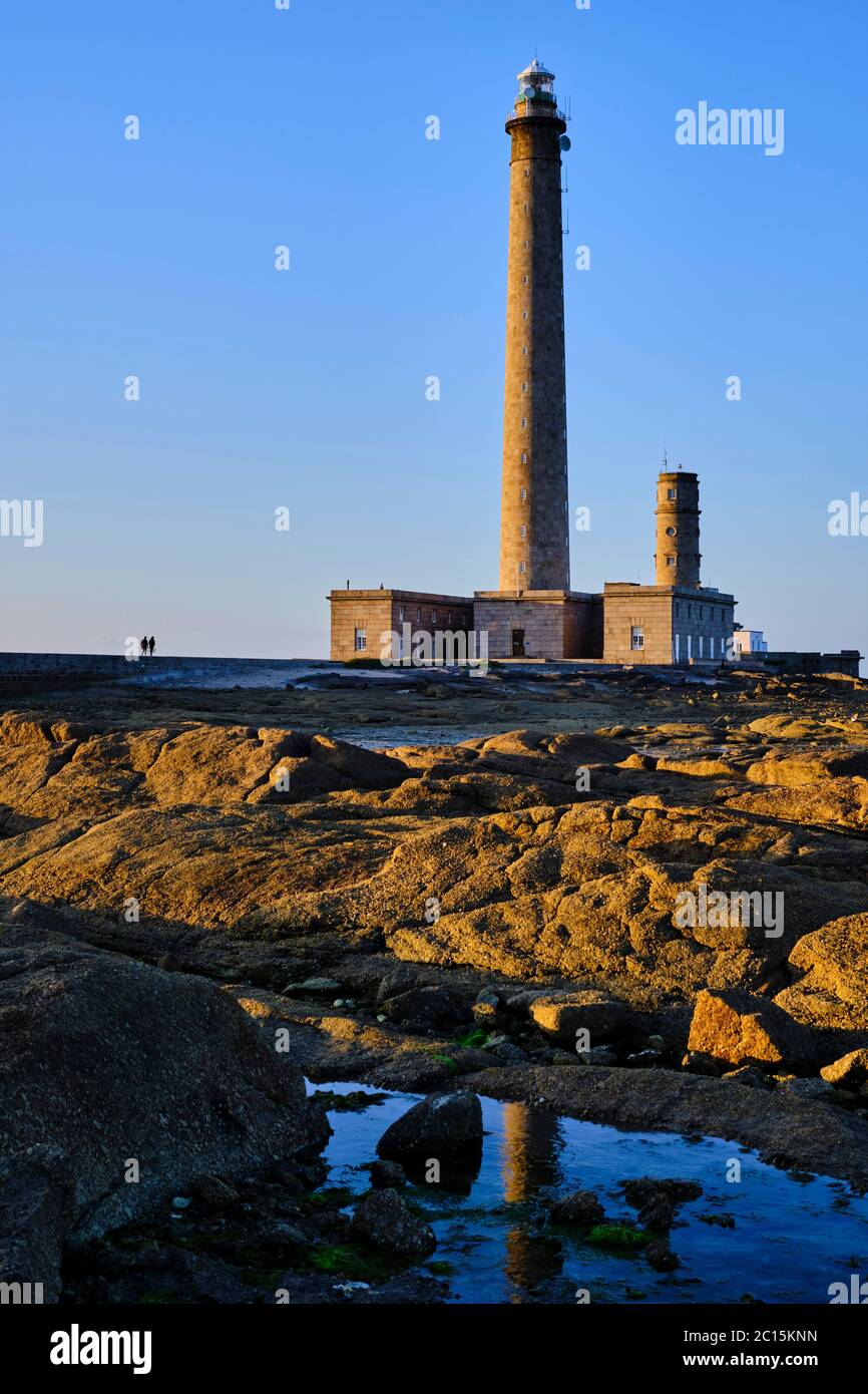Francia, Normandía, departamento de la Mancha, Cotentin, Gatteville-le-Phare o Gatteville-Phare, el faro de Gatteville o faro de Gatteville-Barfl Foto de stock