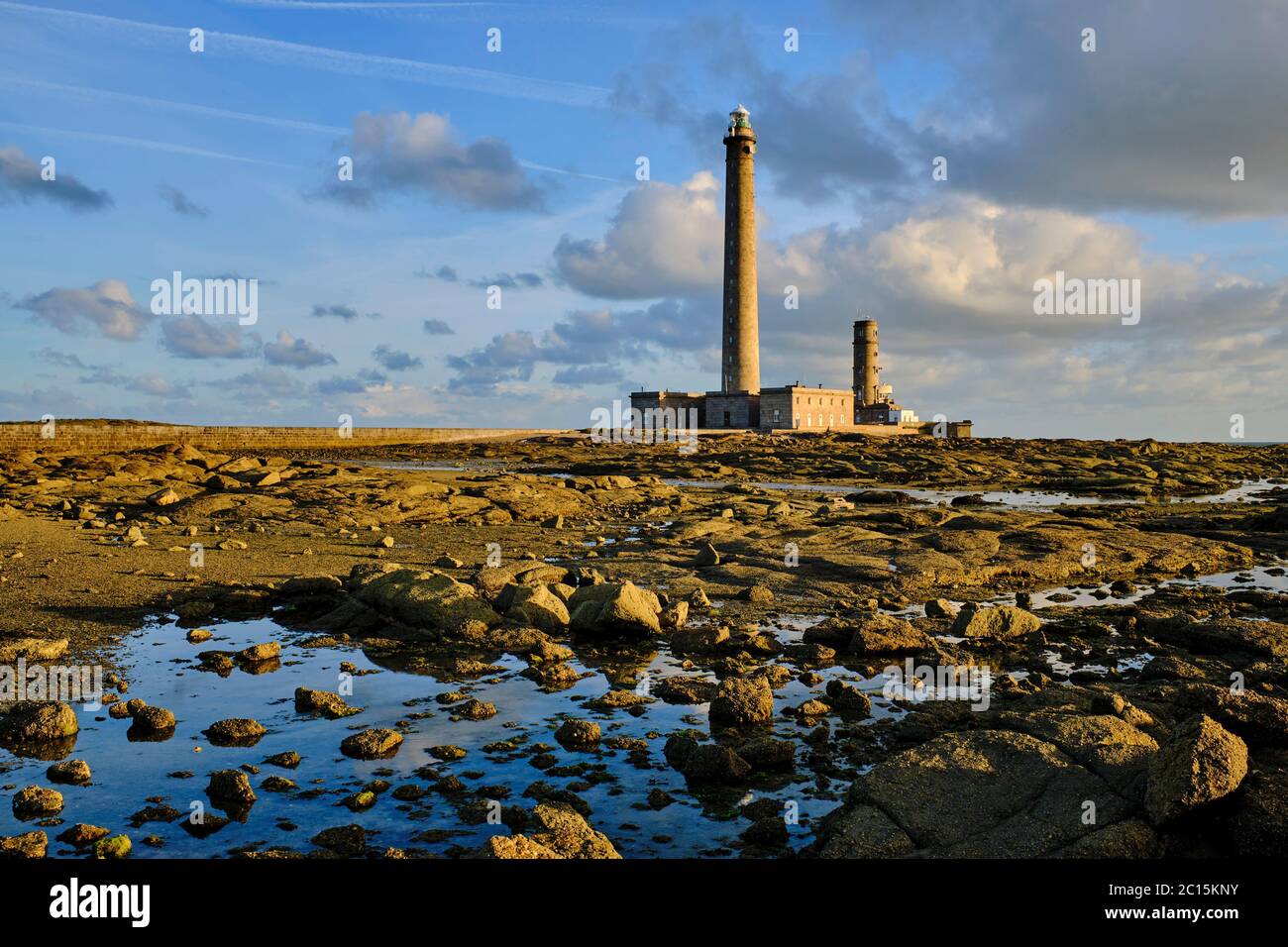 Francia, Normandía, departamento de la Mancha, Cotentin, Gatteville-le-Phare o Gatteville-Phare, el faro de Gatteville o faro de Gatteville-Barfl Foto de stock