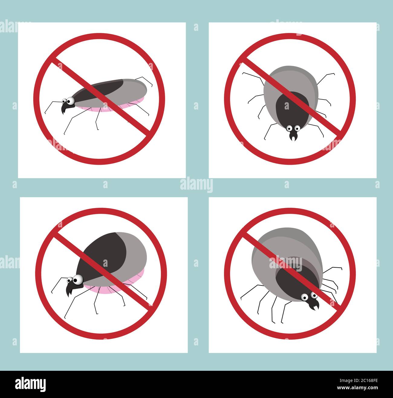 Parásito de garrapatas. Insecto chupando sangre. PARADA MIT. Signo contra insectos. Insecticida. Ilustración del Vector