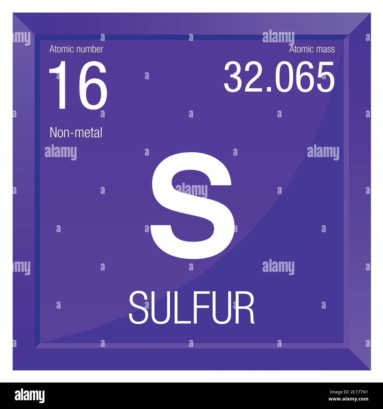 Símbolo de azufre. Elemento número 16 de la Tabla periódica de los  elementos - Química - Marco cuadrado con fondo violeta Imagen Vector de  stock - Alamy