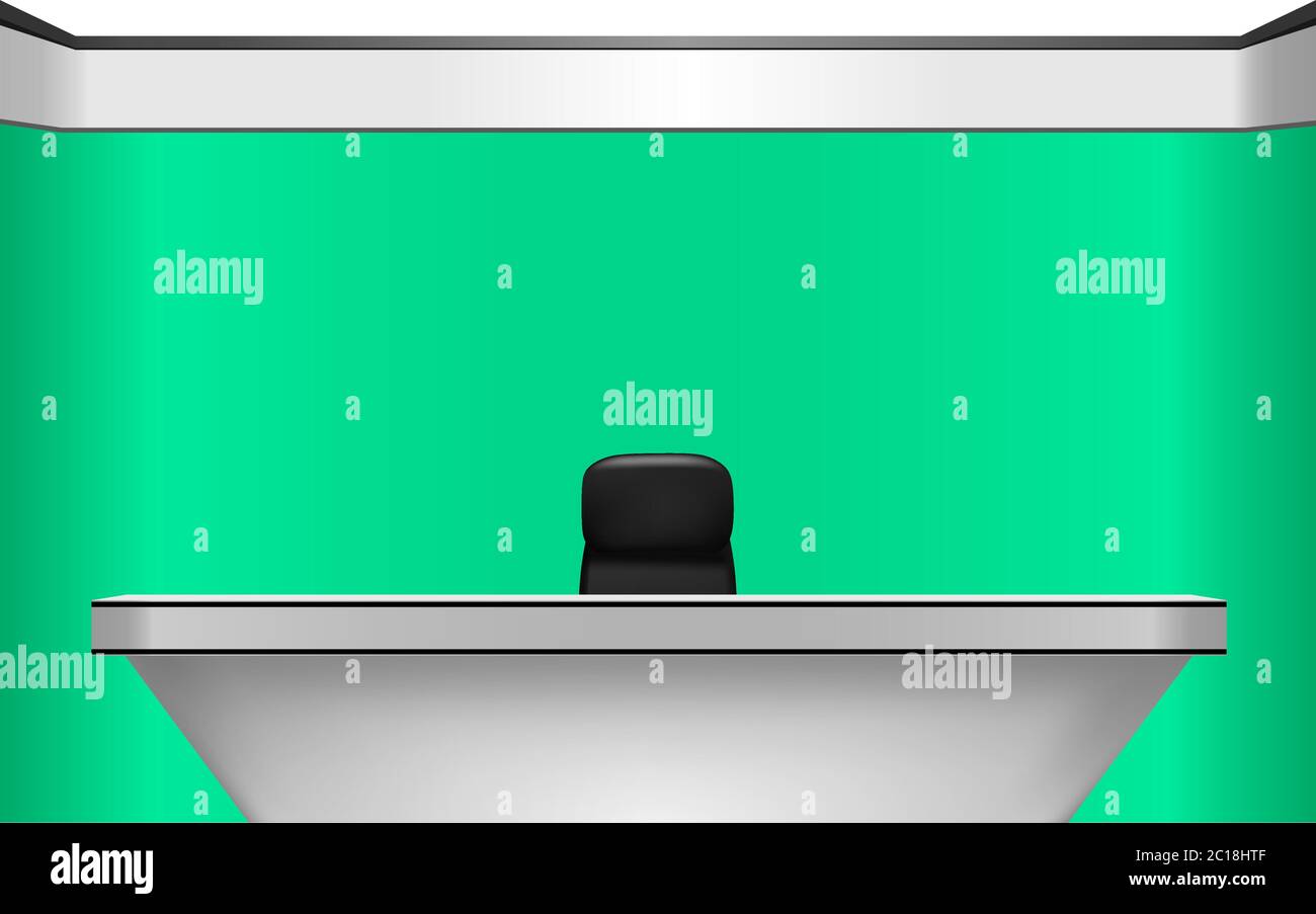 mesa y silla en sala de estudio de noticias con el fondo verde Imagen  Vector de stock - Alamy