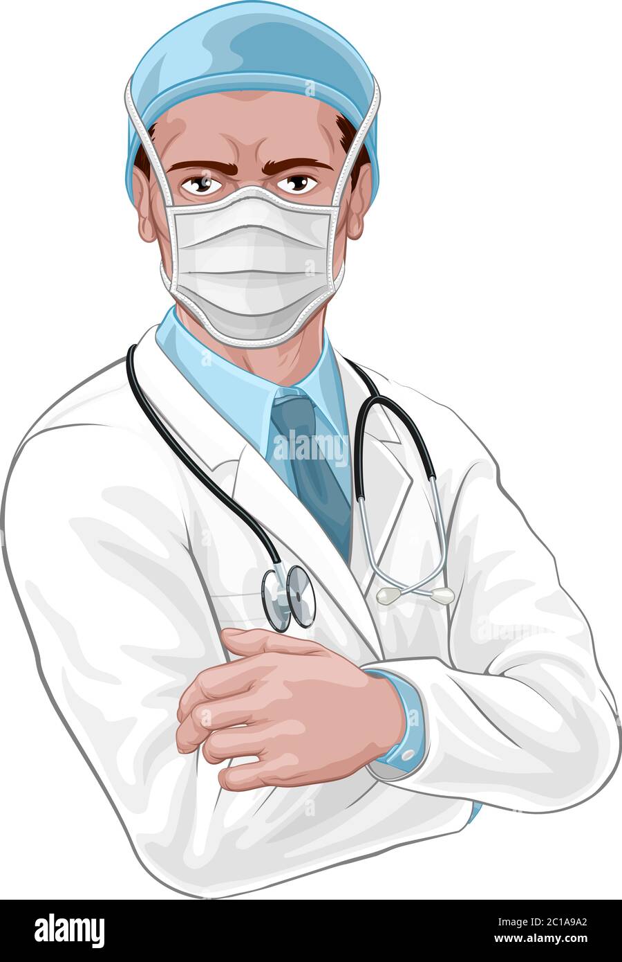 Doctor en Máscara protectora concepto médico Ilustración del Vector
