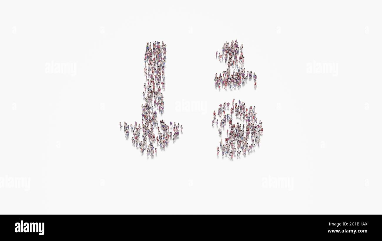representación 3d de multitud de diferentes personas en forma de