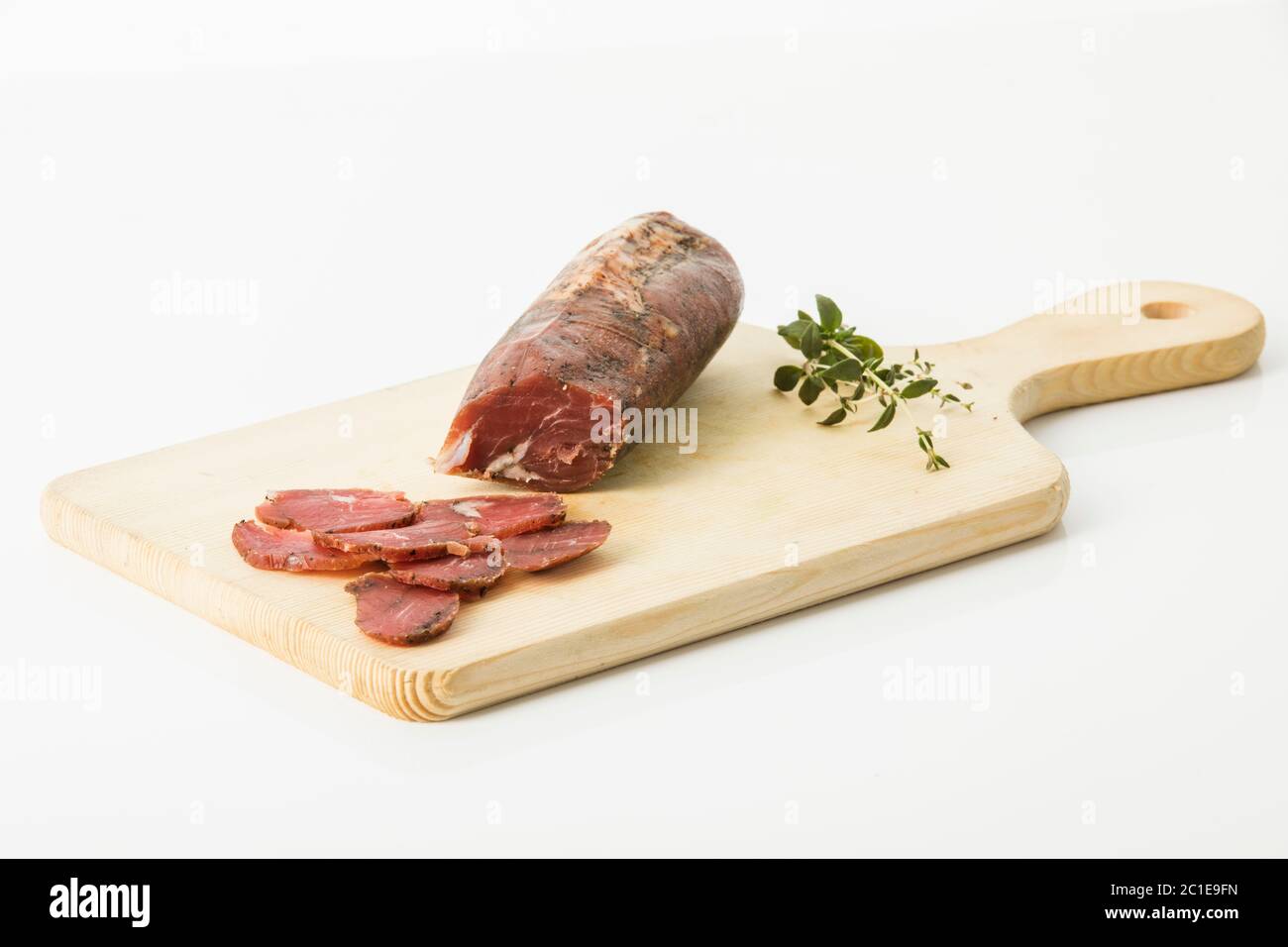 filete de cerdo ahumado y secado al aire Foto de stock