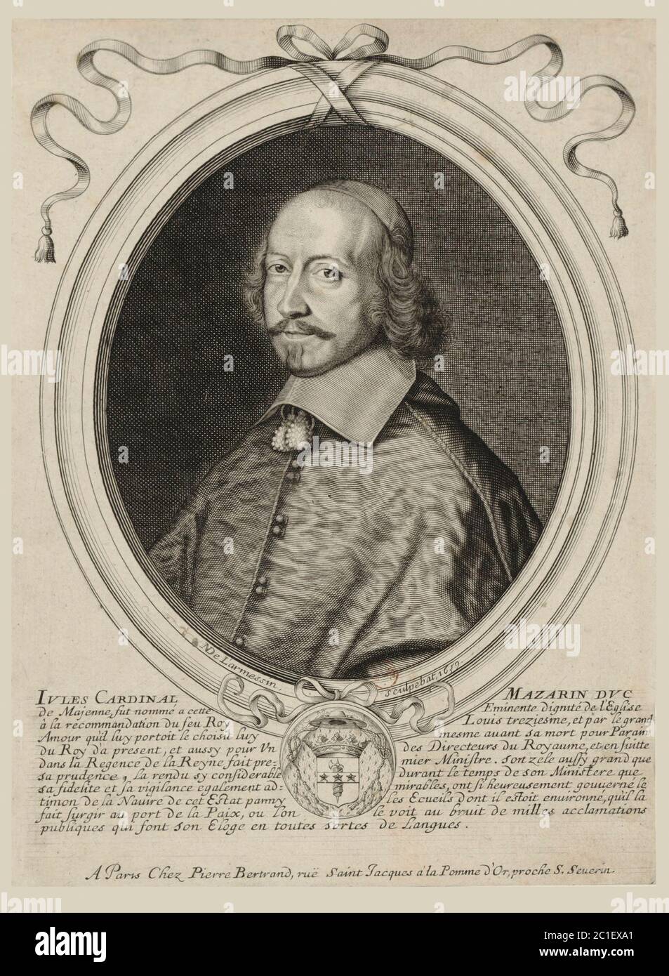 El Cardenal Jules Mazarini (1602 – 1661), nacido Giulio Raimondo Mazzarino fue un cardenal, diplomático y político italiano que sirvió como ministro principal Foto de stock