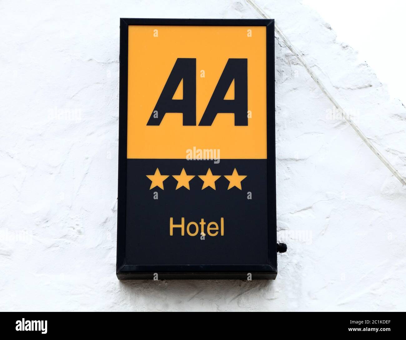 Hotel 4 estrellas, AA, Asociación de automóviles, clasificación, cuatro estrellas, Hotel, signo,Inglaterra, Reino Unido Foto de stock