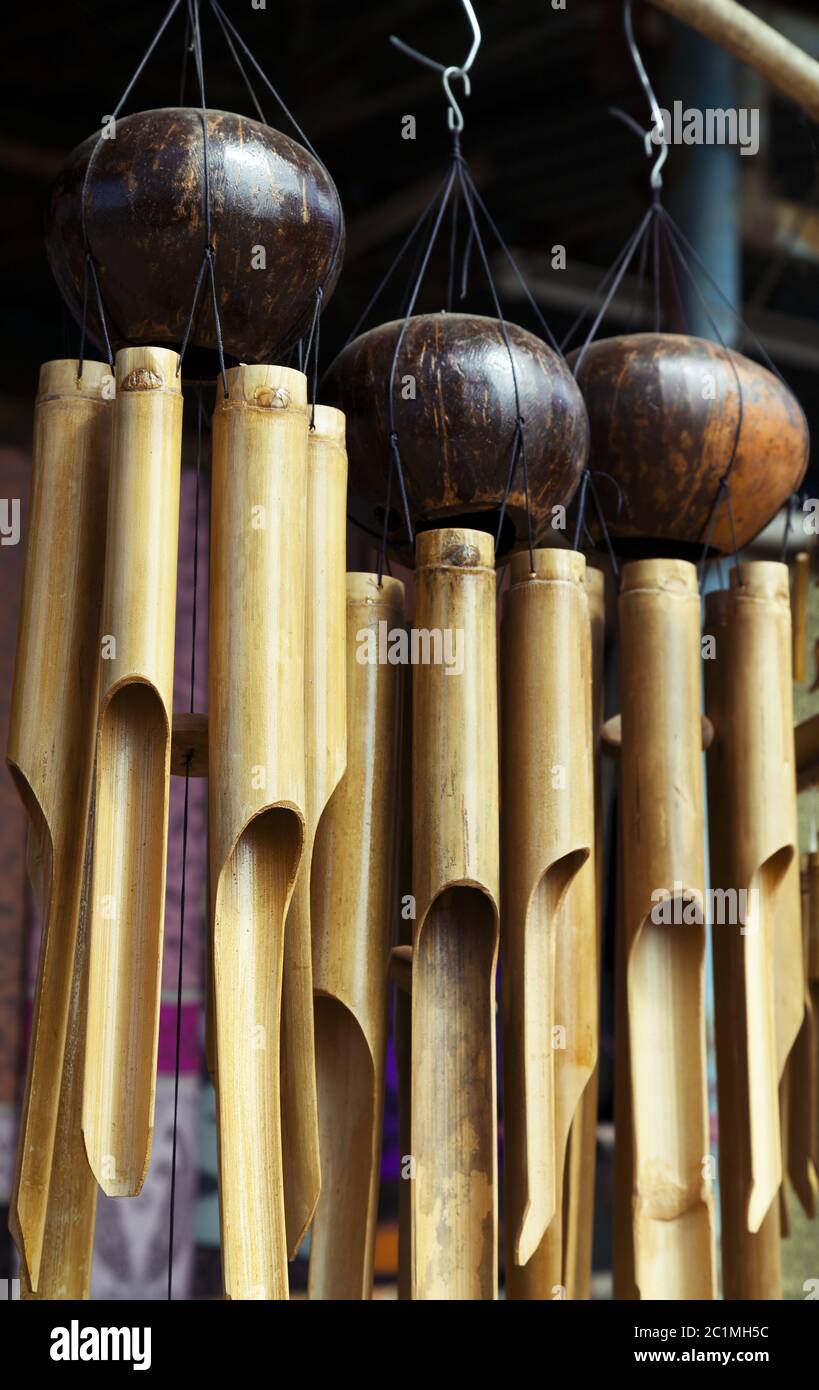 El Wind Chimes bambú Foto de stock