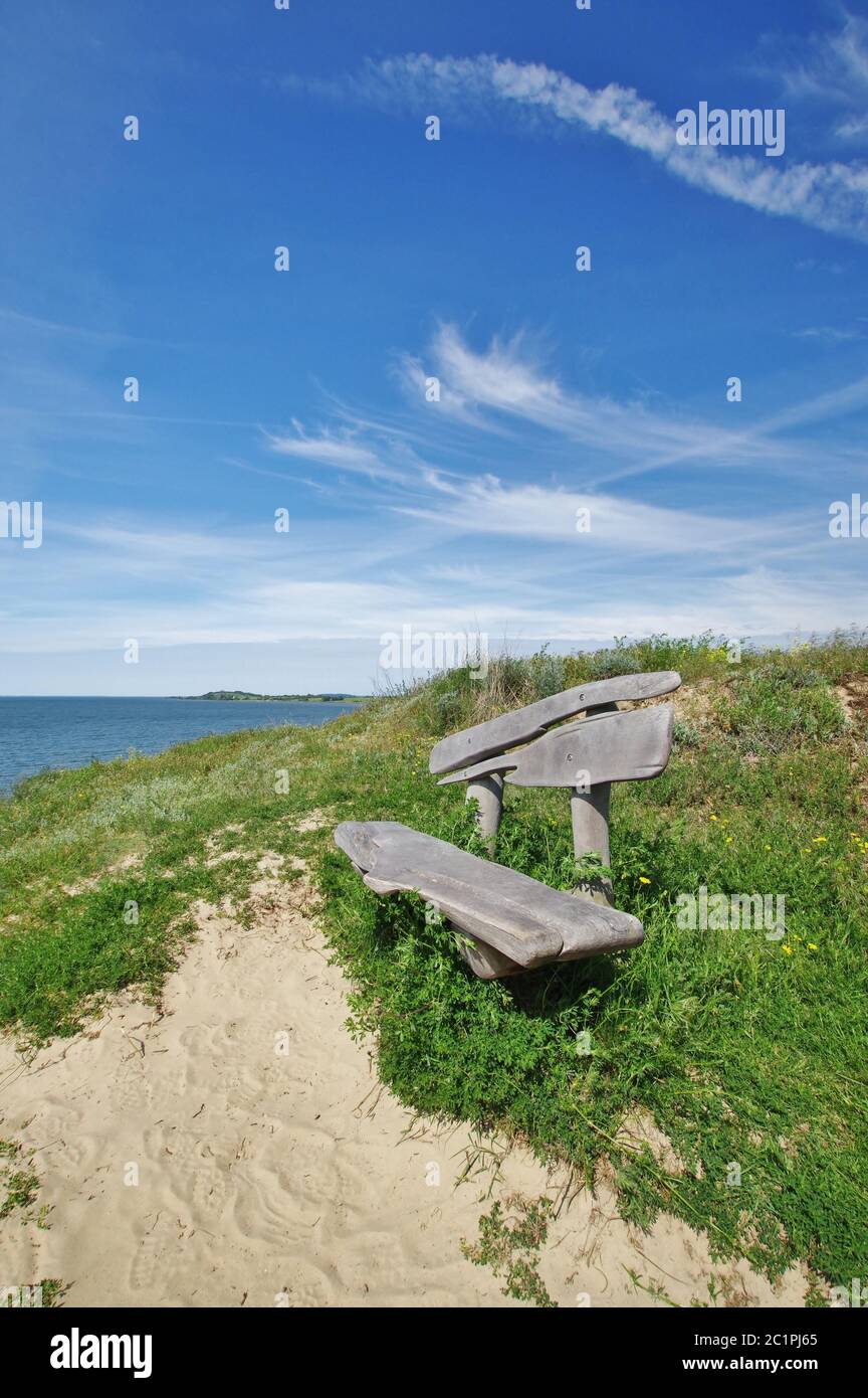 Vista panorámica desde el 'Schafberg', Mariendorf, dirección de observación Alt Reddevitz y Reddevitzer Höft, Isla de Rügen, nchgut de Mö, Mecklemburgo Pomerania Occidental, Alemania Foto de stock
