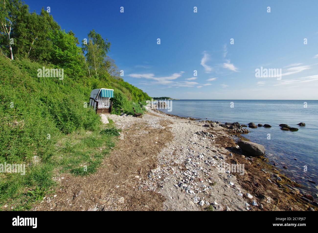 En la playa natural, Neu Reddevitz, Mönchgut, Isla de Rügen, Mecklemburgo-Pomerania Occidental, Alemania, Europa Occidental Foto de stock