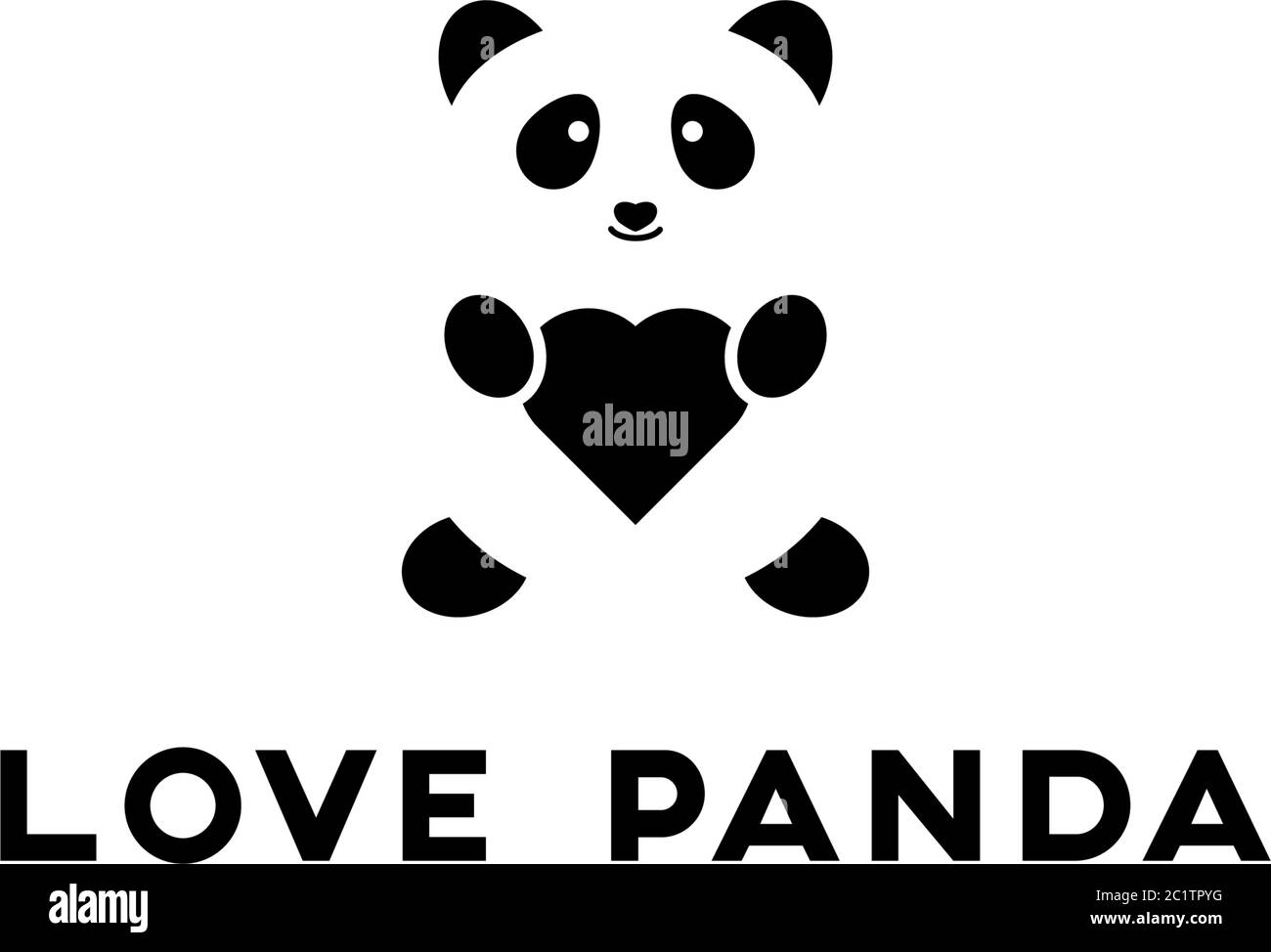 Amor panda logo vector, el espacio negativo amor panda logo inspiración Ilustración del Vector