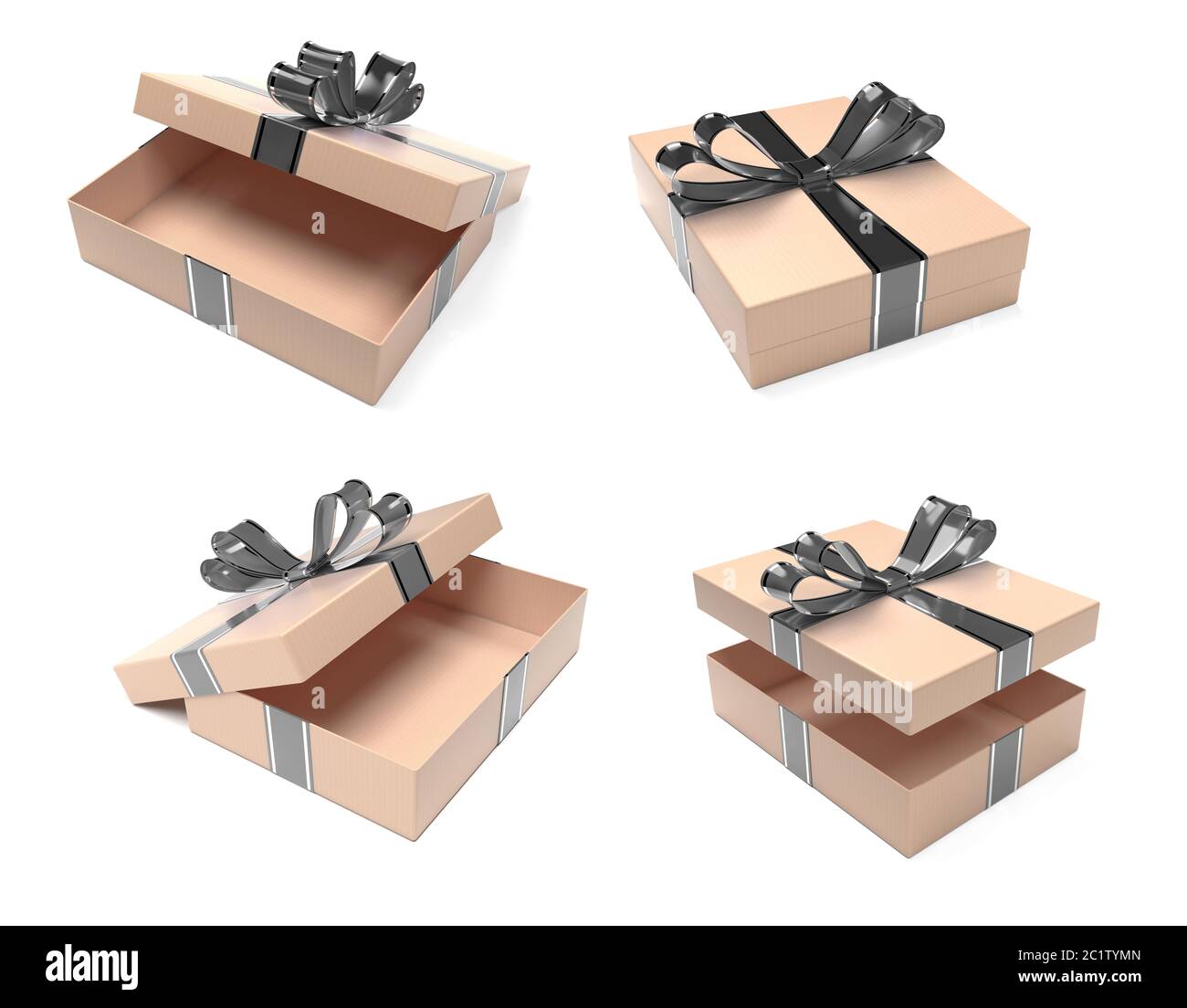 Cajas de regalo decoradas con cinta negra. Cartones marrones. ilustración  de representación 3d Fotografía de stock - Alamy