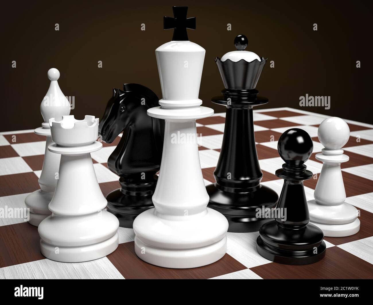 Ajedrez. Tablero de ajedrez con piezas de ajedrez. renderizado en 3d  Fotografía de stock - Alamy