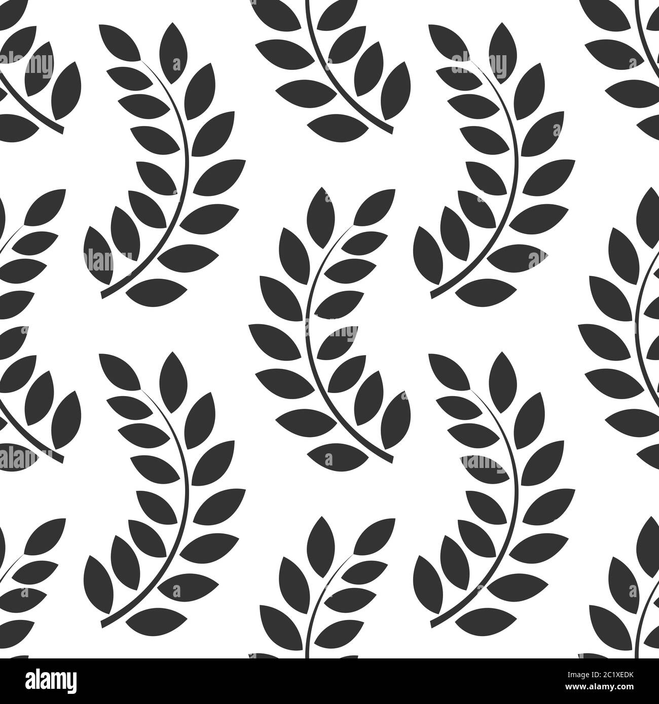 Hojas en blanco y negro patrón sin fisuras. Ilustración vectorial