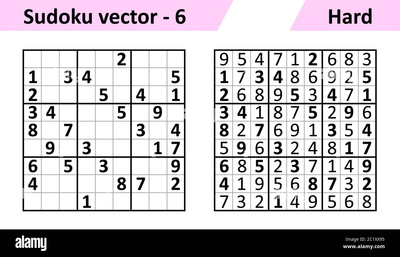 Religioso Ganar control Asado Juego Sudoku con respuestas. Juego de diseño vectorial simple Sudoku.  Plantilla en blanco. La complejidad de la tarea es difícil Imagen Vector de  stock - Alamy