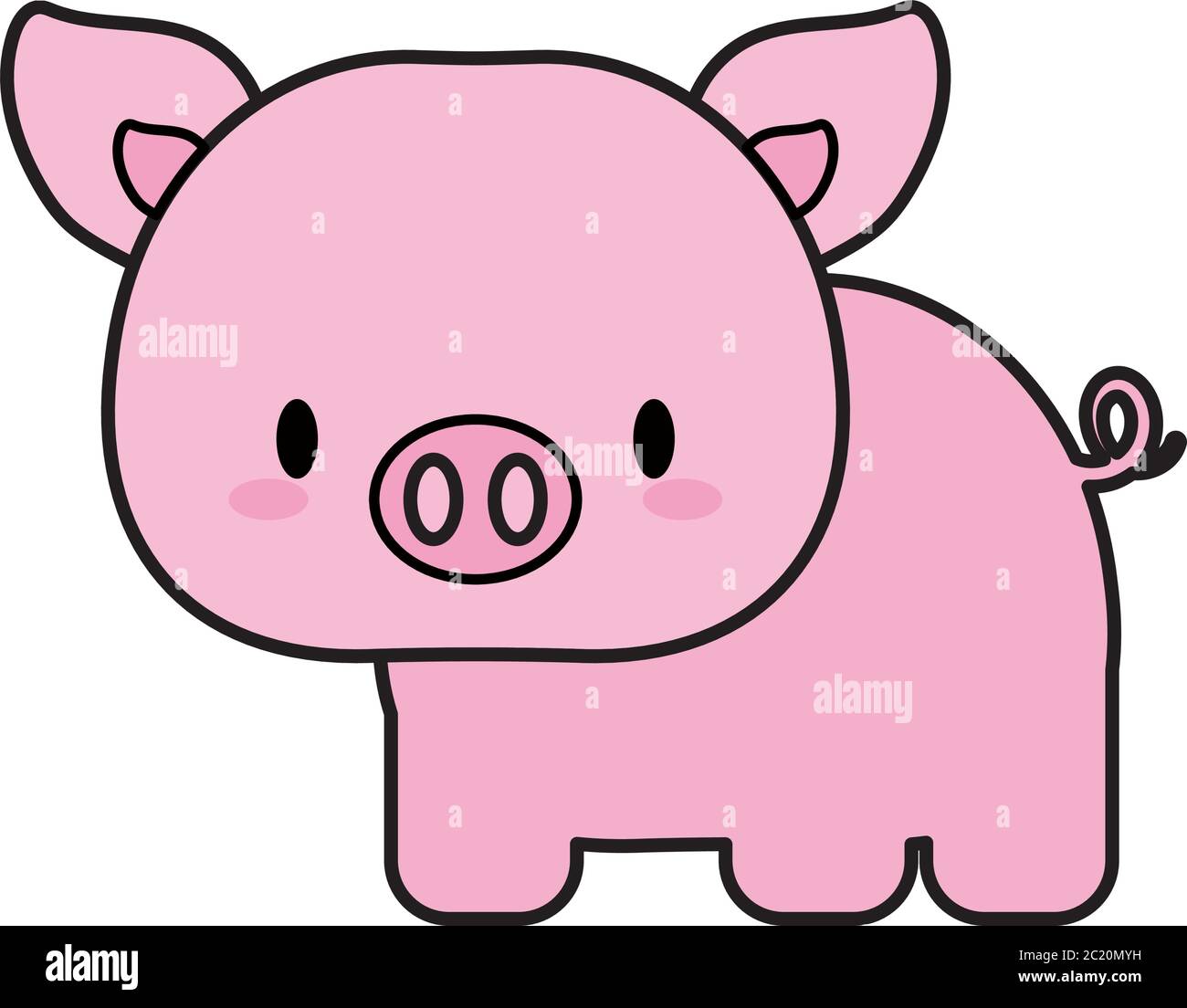 Cute Cerdo Bebe Kawaii Linea Y Relleno Estilo Icono Ilustracion Vector Diseno Imagen Vector De Stock Alamy