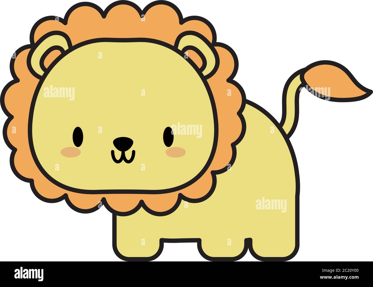 lindo león bebé kawaii, línea y relleno estilo icono ilustración vector  diseño Imagen Vector de stock - Alamy