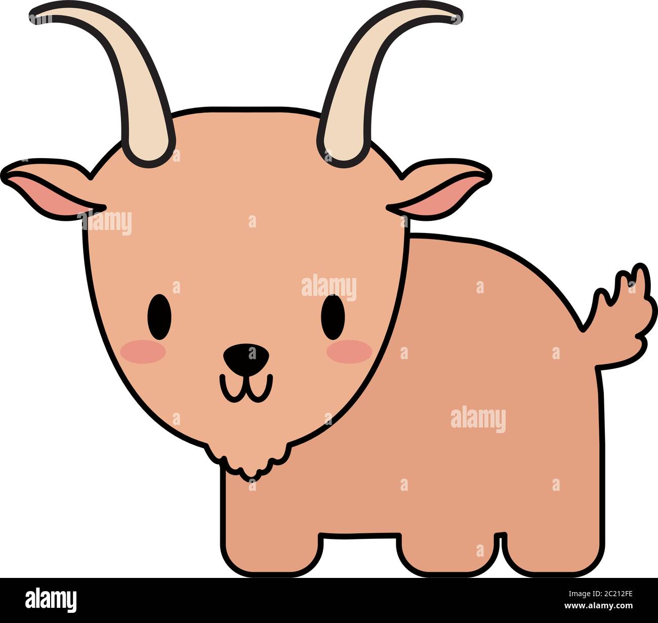 Lindo Cabra Bebe Kawaii Linea Y Relleno Estilo Icono Ilustracion Vector Diseno Imagen Vector De Stock Alamy