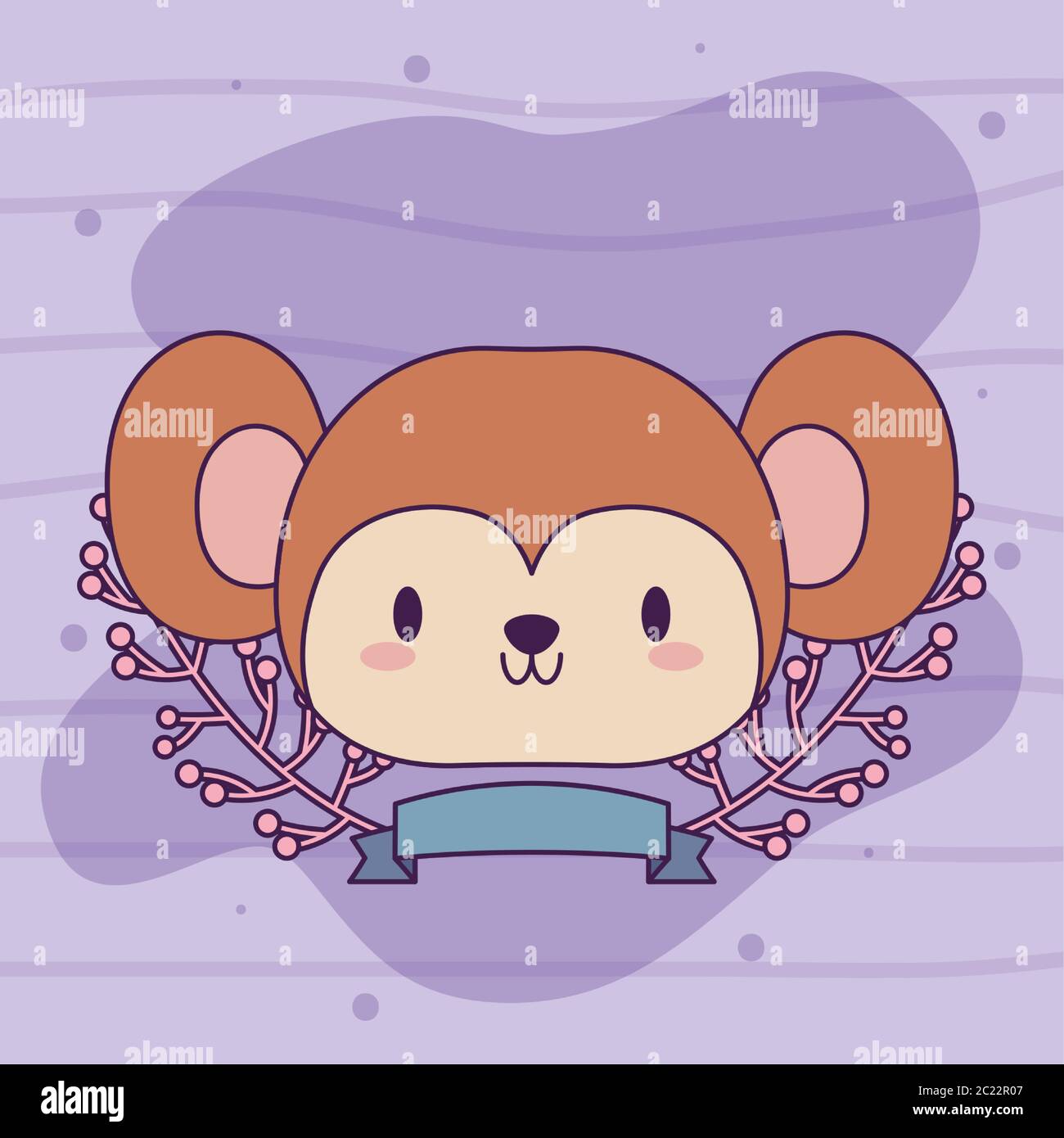 Mono Cabeza De Mono Bebe Kawaii Con Decoracion Vector Ilustracion Diseno Imagen Vector De Stock Alamy