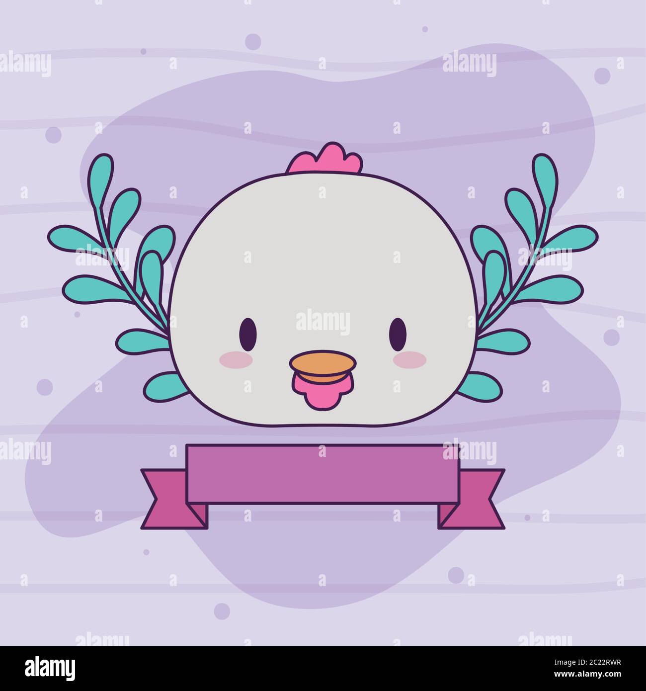 Cabeza De Gallina Bebe Kawaii Con Decoracion Vector Ilustracion Diseno Imagen Vector De Stock Alamy