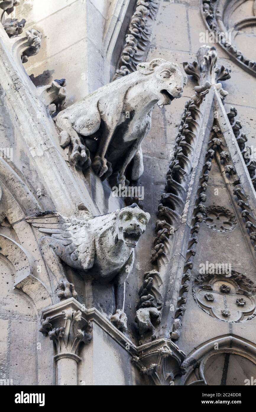 Las gárgolas de la catedral de Notre Dame en París Foto de stock