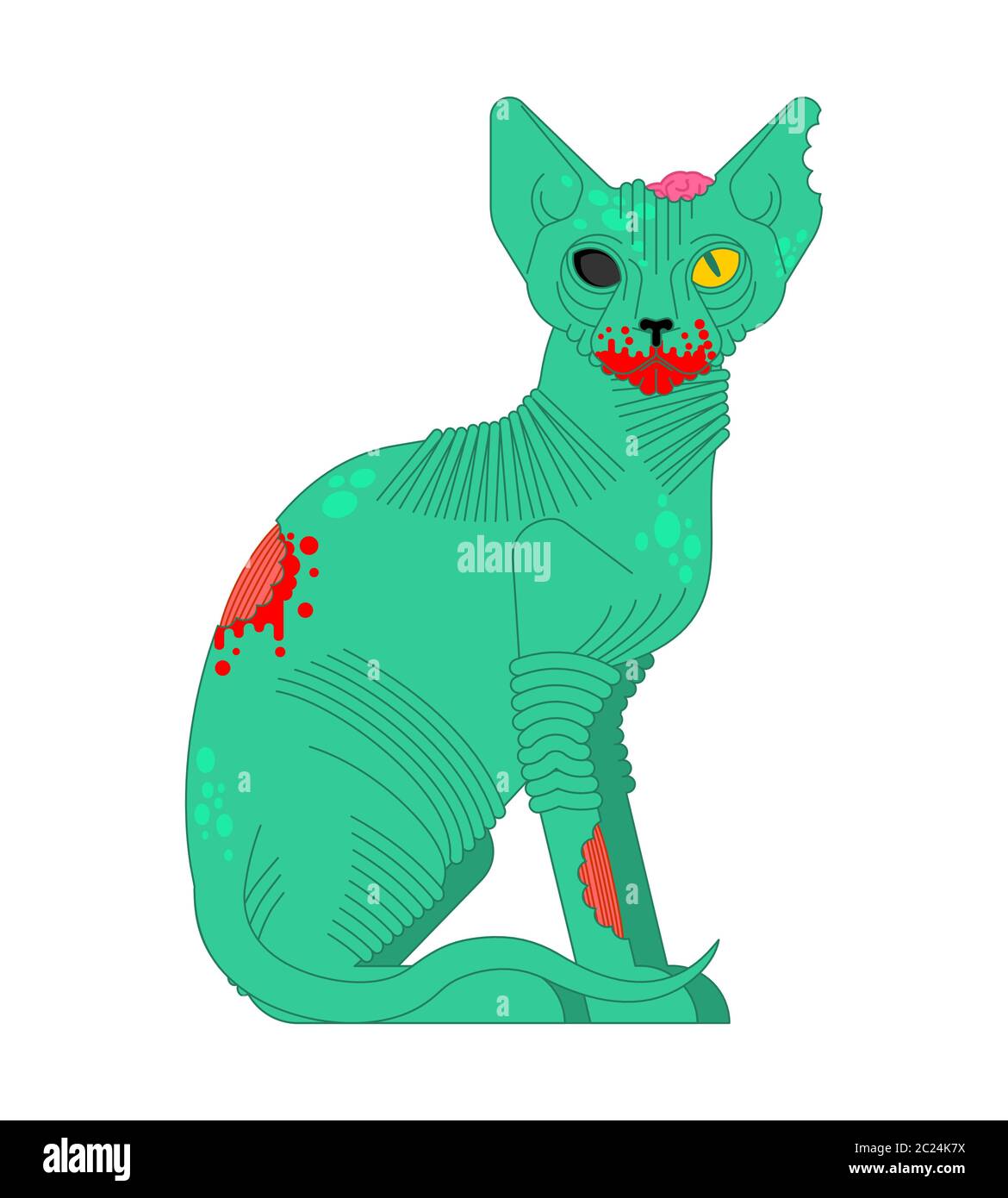 Gato Zombie dibujos animados. Animal animal animal monstruo verde. Vector  ilustración Imagen Vector de stock - Alamy
