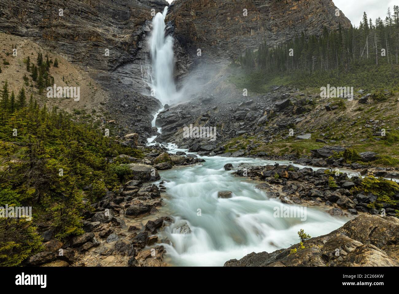 Las Cataratas Takakkaw del Parque Nacional Yoho en Canadá Foto de stock