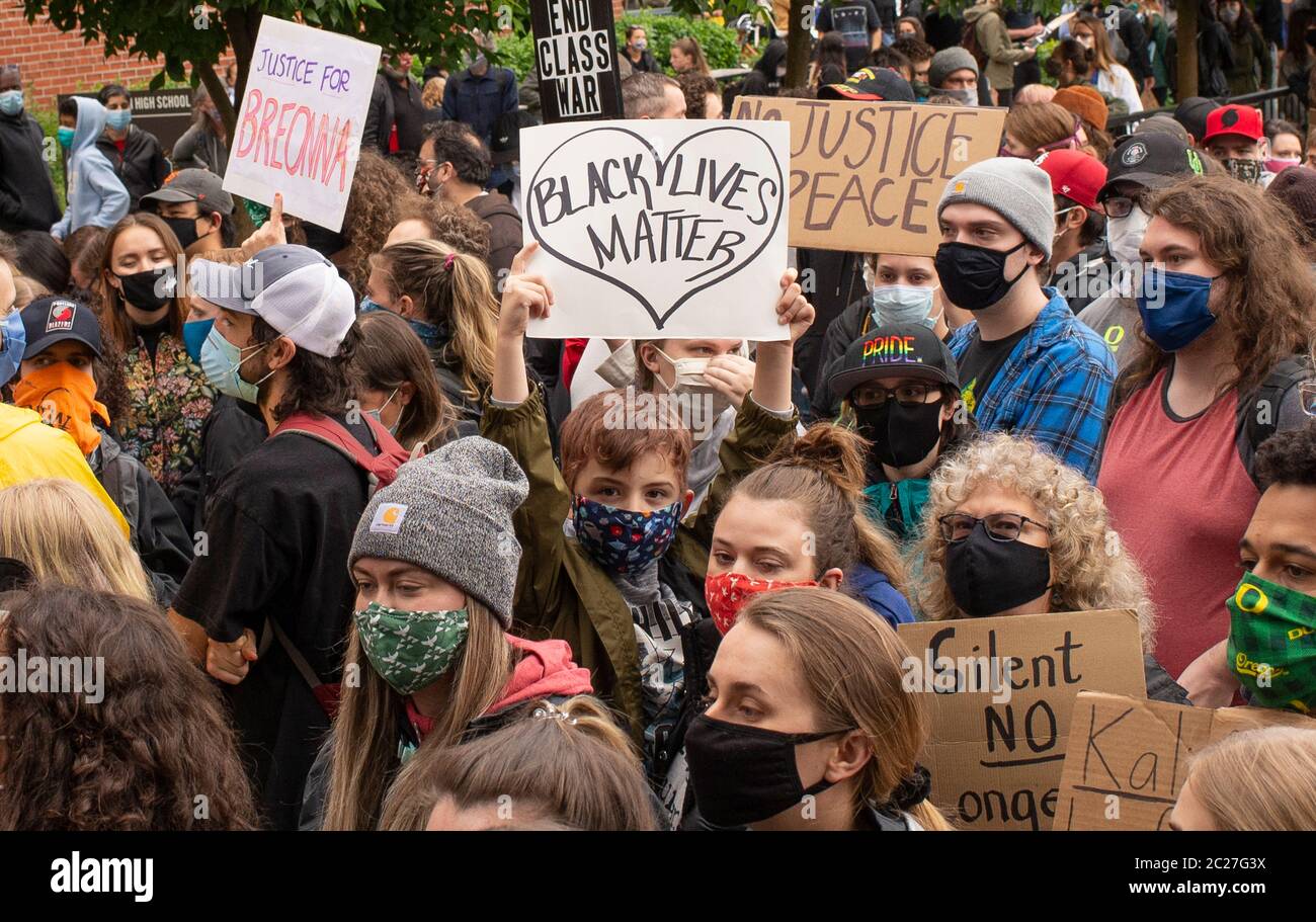 Protestas por George Floyd en Portland, Oregon Foto de stock
