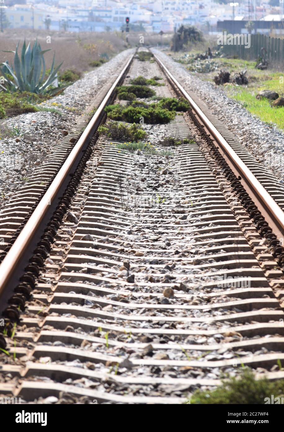 Red ferroviaria, sistema ferroviario en closeup Foto de stock