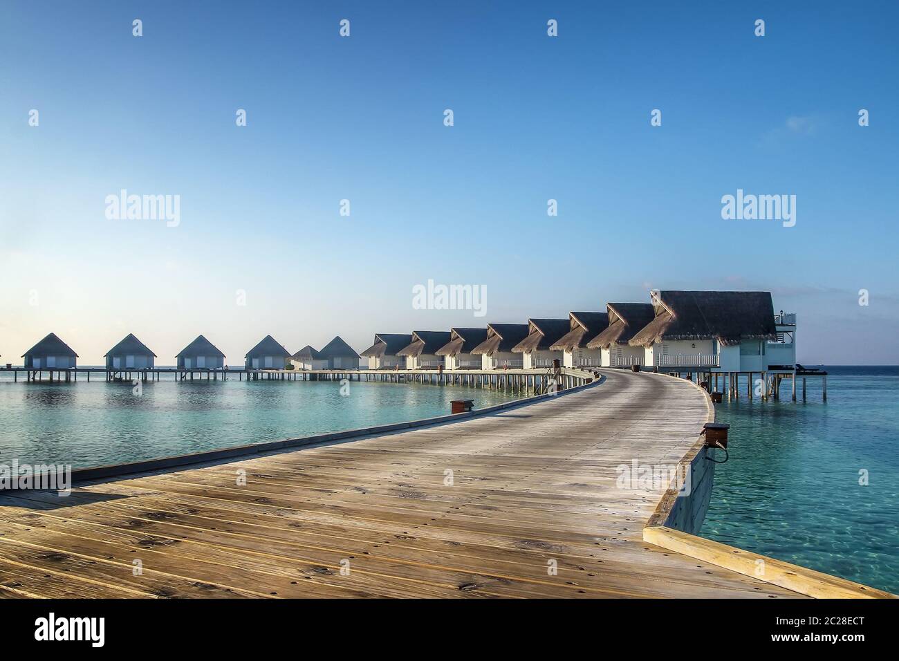 Bungalows de playa, Maldivas Foto de stock