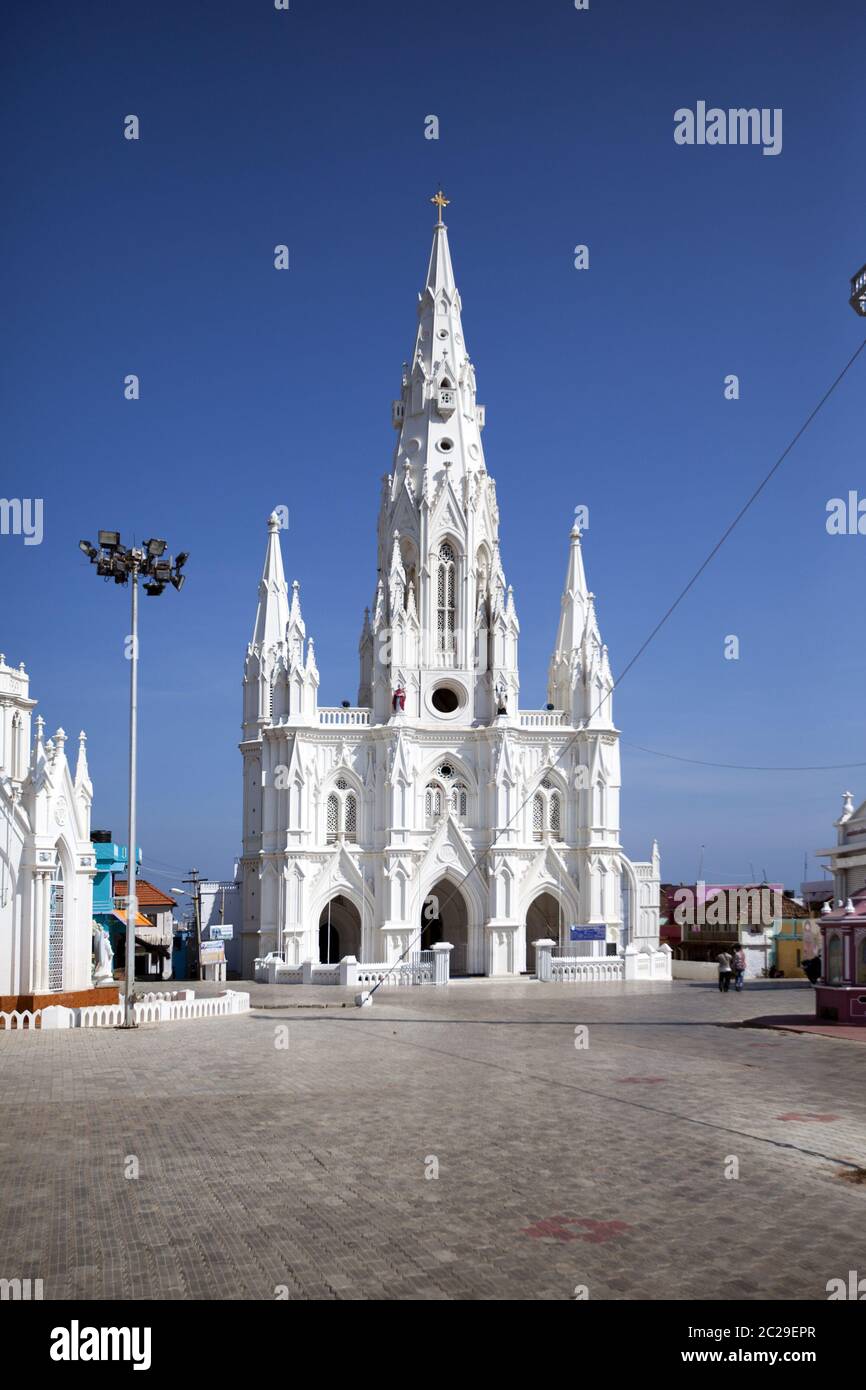 Iglesia Católica (Iglesia de Nuestra Señora de la Merced) en Kanyakumari, Tamil Nadu, India Foto de stock