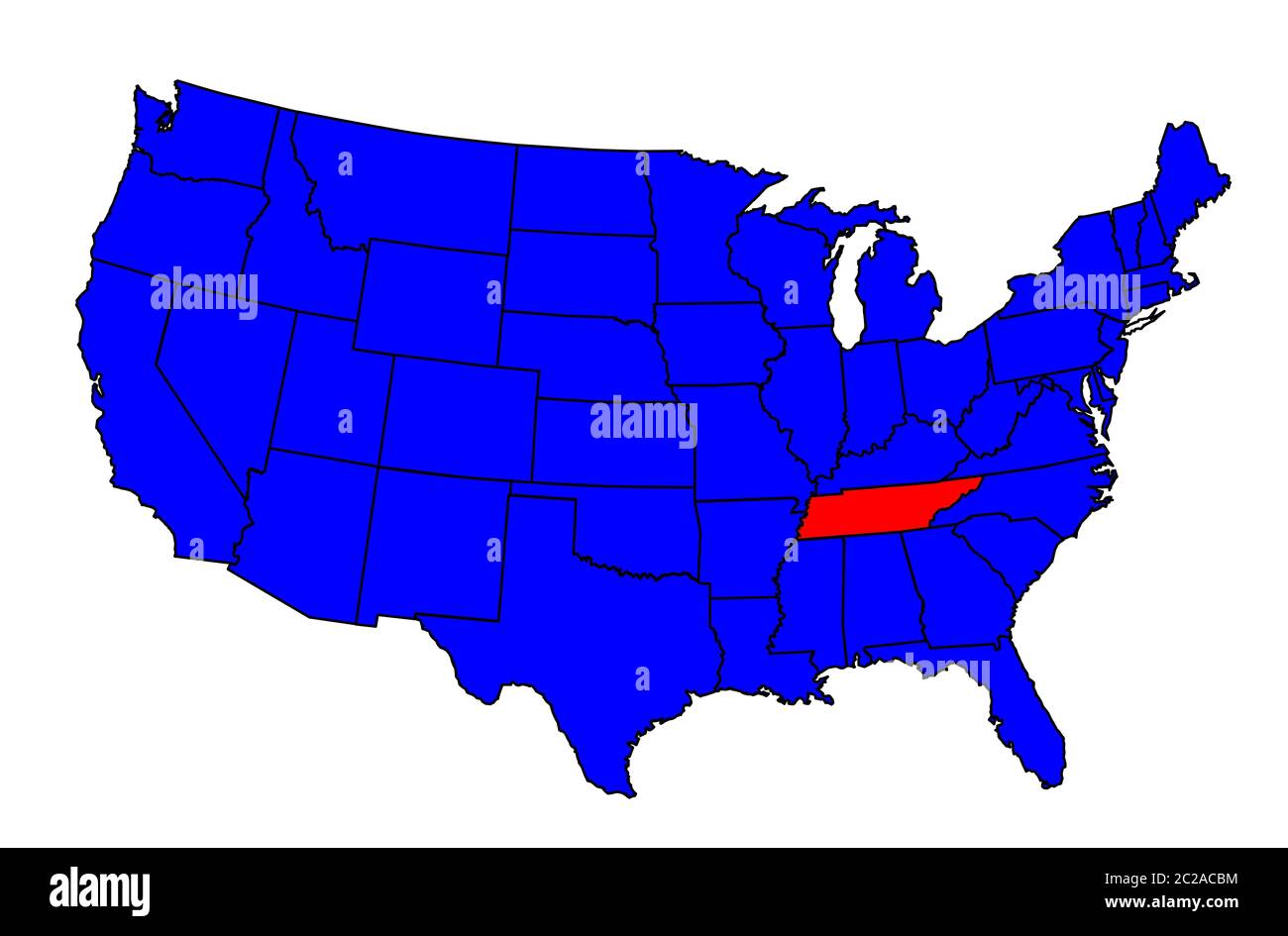 Esquema del estado de Tennessee y silueta establecida en un mapa de los
