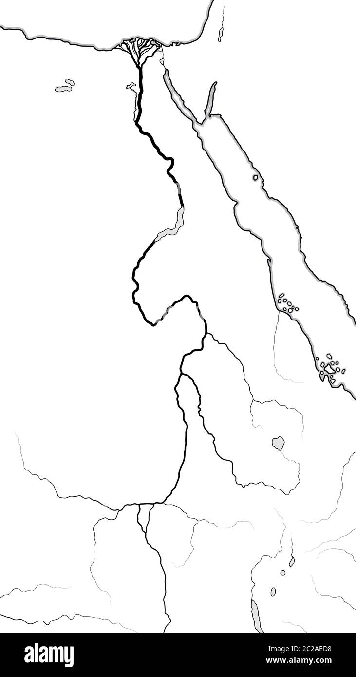 Mapa Mundial del Valle DEL RÍO NILO y Delta: África, Egipto, Nubia, Etiopía, Sudán. Gráfico geográfico. Foto de stock