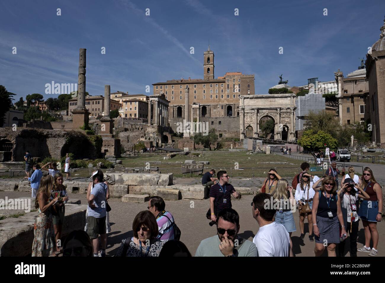 Foro romano sitio arqueológico, en Roma, Italia Foto de stock