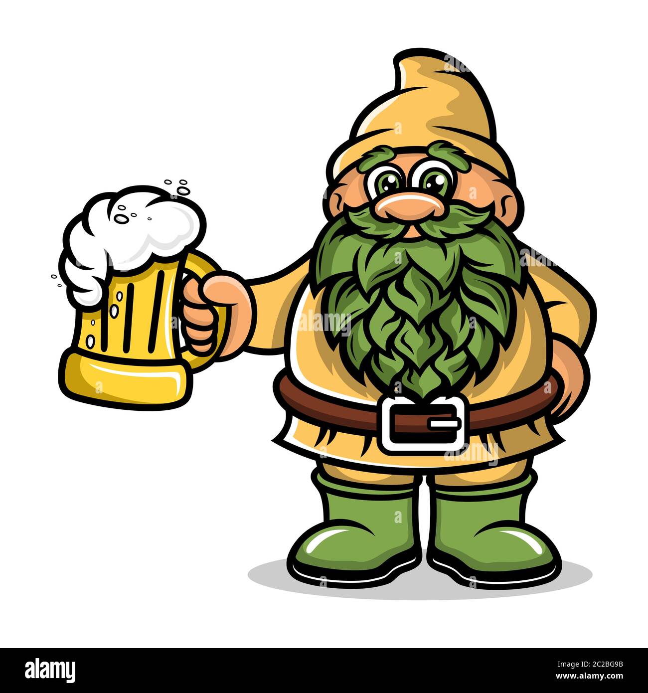 Cartoon Dwarf mascota con una taza de cerveza logo.ilustración vectorial. Ilustración del Vector