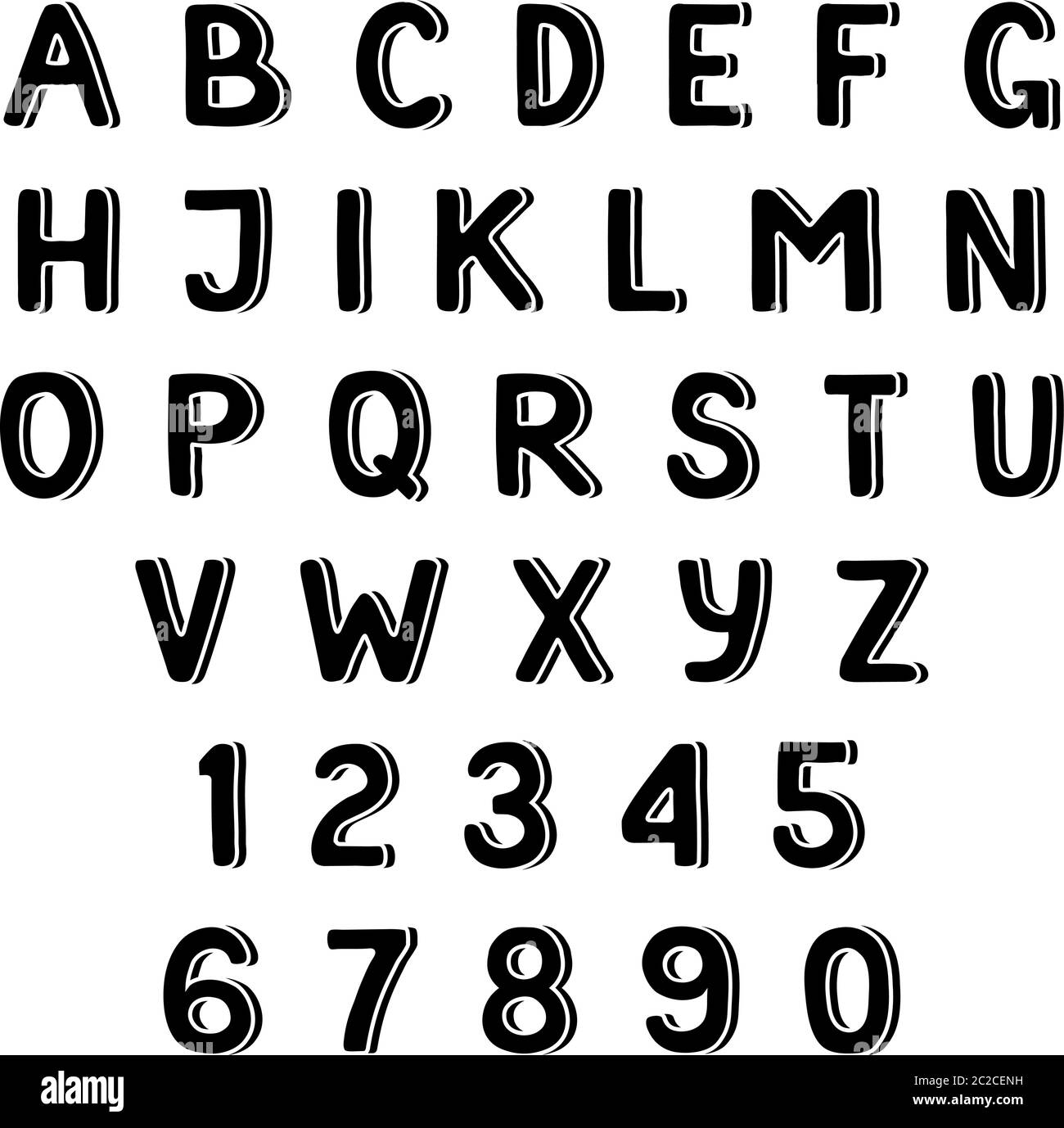 Alfabeto Sans serif dibujado a mano Imagen Vector de stock - Alamy