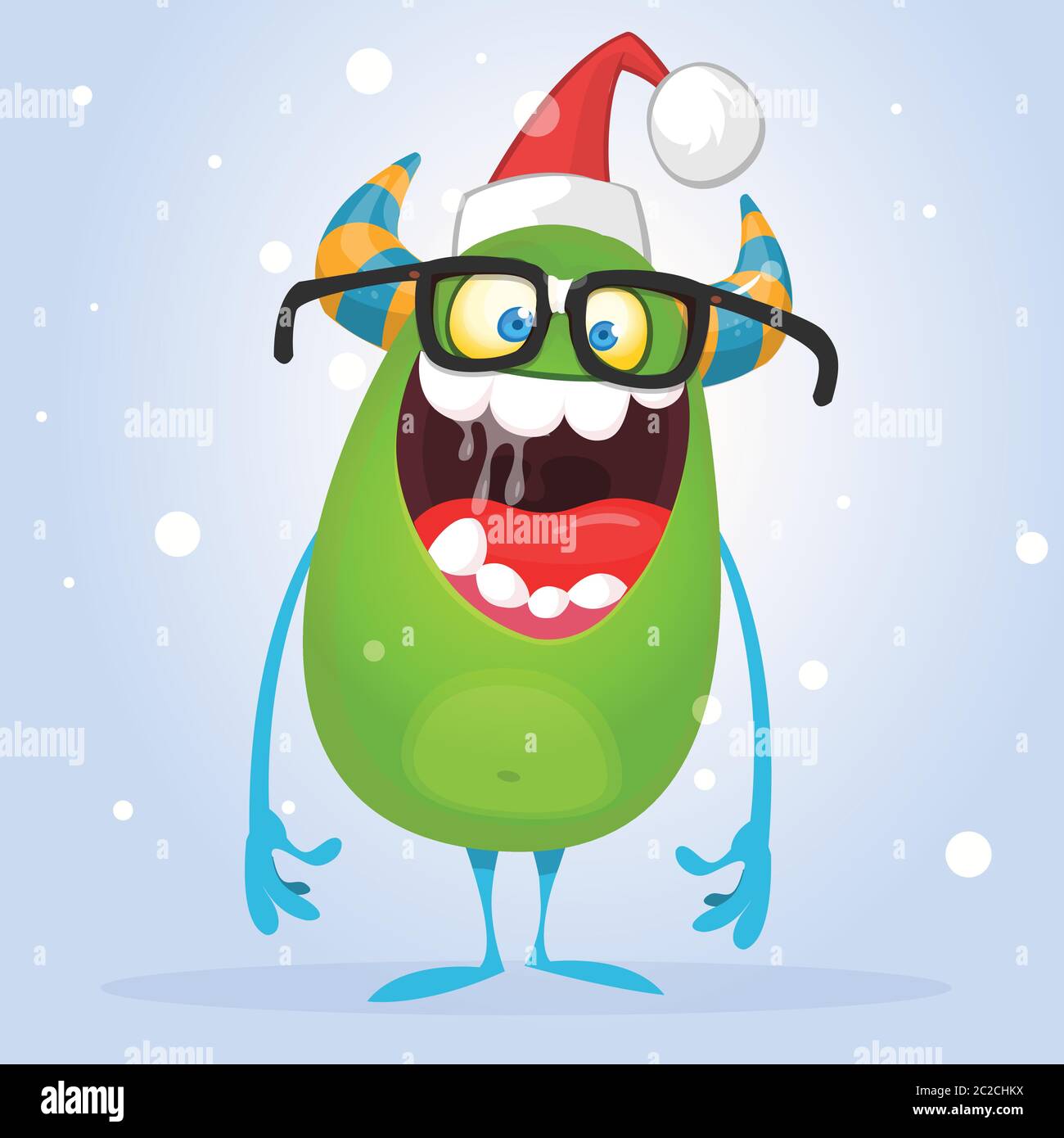 Monstruo de dibujos animados con sombrero de navidad santa. Diseño navideño  Imagen Vector de stock - Alamy