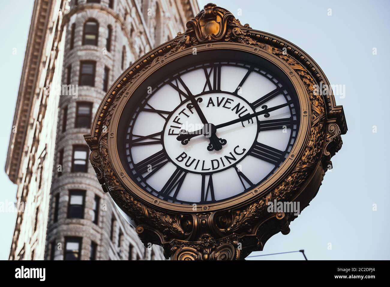 Reloj del edificio de la Quinta Avenida en el Distrito de Flatiron Foto de stock