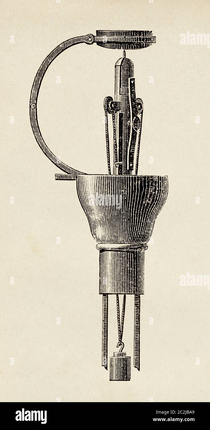 Lámpara Werdermann para luz eléctrica. Antiguo siglo XIX grabado ilustración, el Mundo ilustrado 1880 Foto de stock