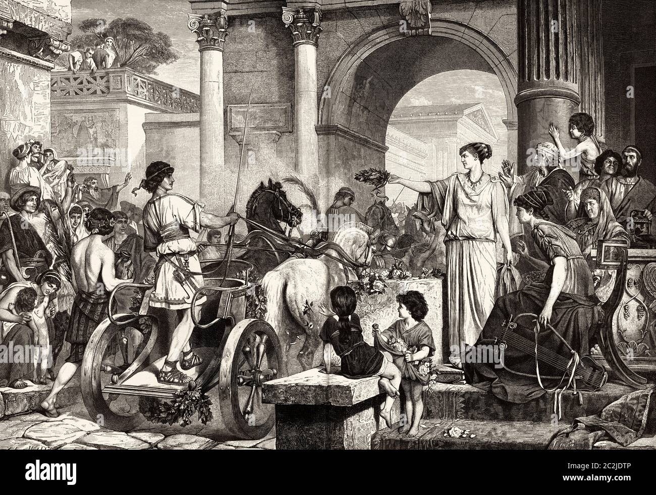Antiguos Juegos Olimpicos Griegos El Ganador De La Carrera De Carros Es Saludado Y Se Ofrece La Corona Del Campeon La Antigua Grecia Antiguo Siglo Xix Grabado Ilustracion El Mundo Ilustrado 1880