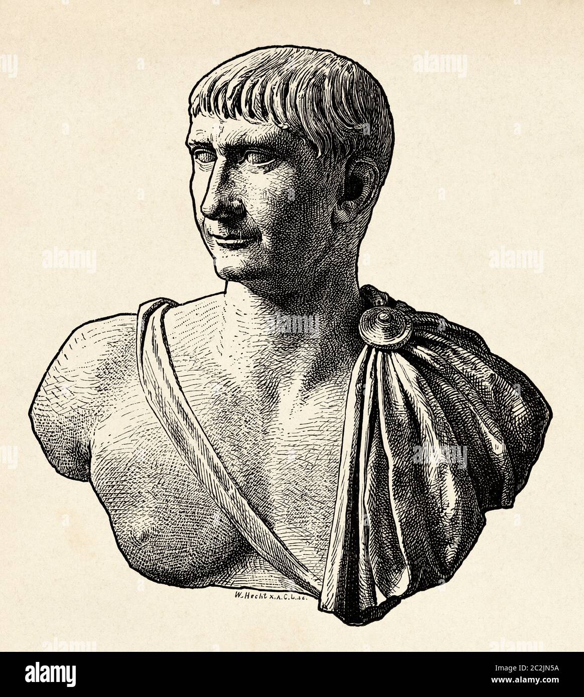 Retrato Emperador Romano Marco Ulpio Trajano. Marcus Ulpius Traianus