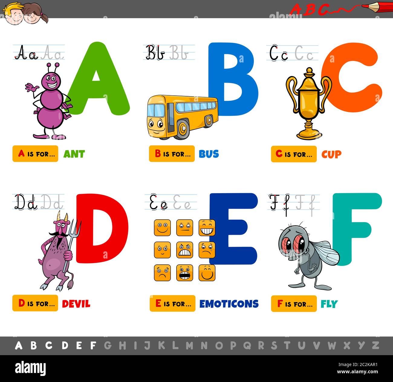 Dibujos animados educativos las letras del abecedario para niños Fotografía  de stock - Alamy