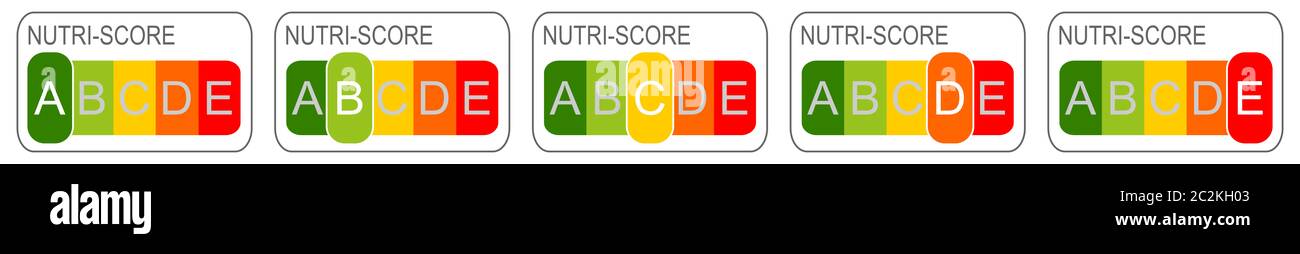 Nutri-Score Label, â-color Nutrition Label 5€“ ilustración Foto de stock