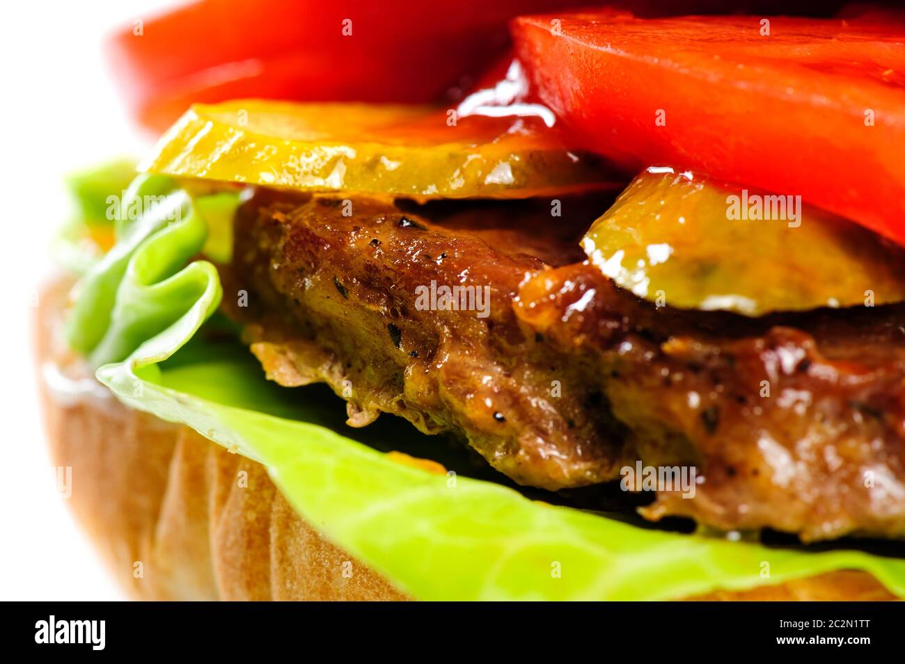 Realista buscando hamburger Foto de stock