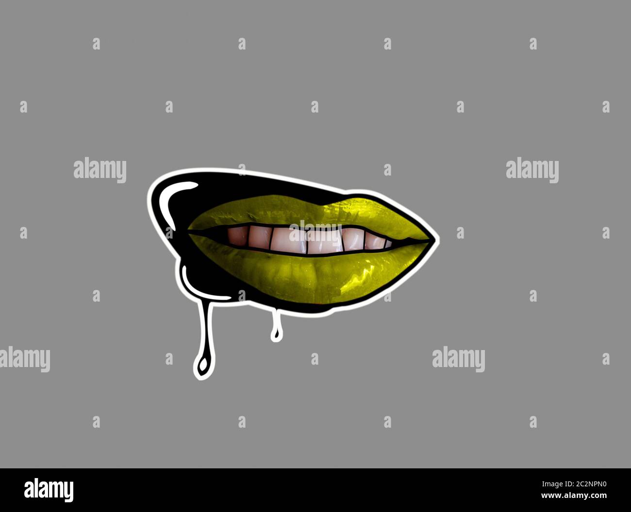 dibujo de labios femeninos en el estilo de graffiti, pegatina, icono Foto de stock