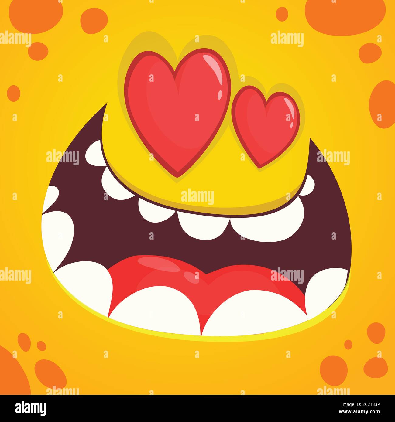 Cara de monstruo de dibujos animados enamorada de los ojos con forma de  corazón. Vector Halloween naranja monstruo avatar para el día de San  Valentín Imagen Vector de stock - Alamy