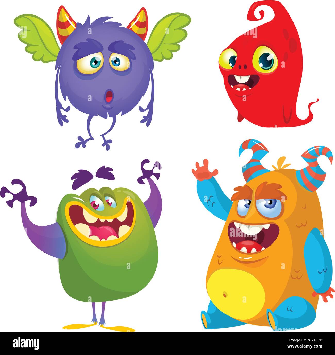 Monsters de dibujos animados. Conjunto de monstruos de dibujos animados:  fantasma, goblin, yeti de pie grande, troll, dragón y alienígena. Diseño de  Halloween Imagen Vector de stock - Alamy