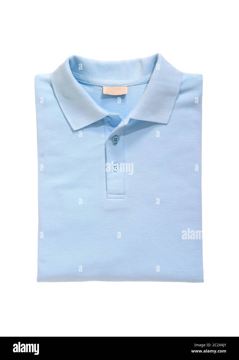 camisa doblada azul claro aislada sobre fondo blanco Foto de stock